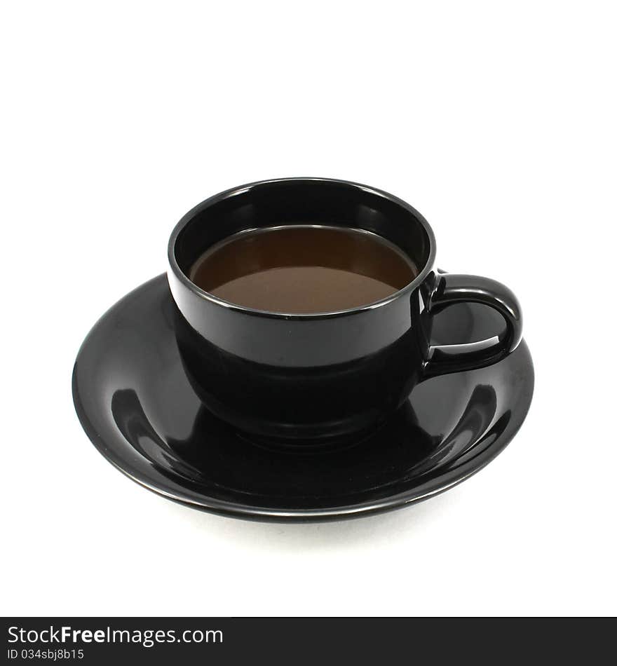 Black cup of coffee isolated on white background