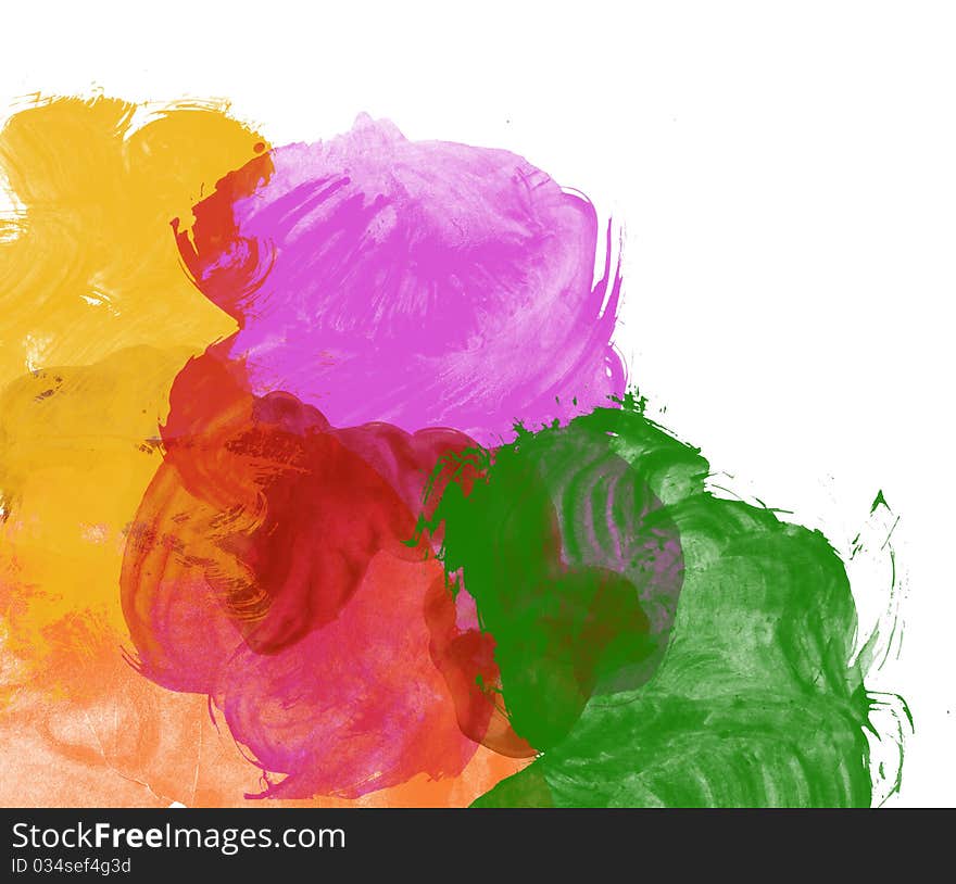 Abstract watercolor hand painted background, isolated on white