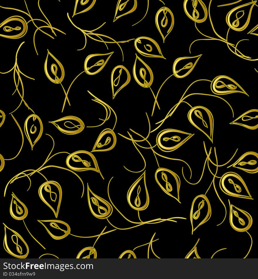 Wall paper with curling leaves of a plant