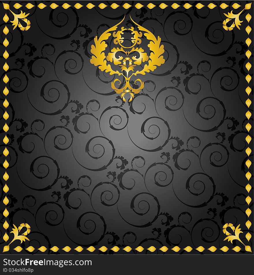 Background with gold flowers and leaves