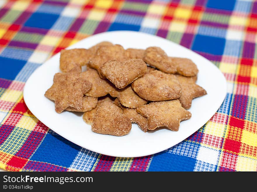 Cookies of different forms on a plate. Cookies of different forms on a plate