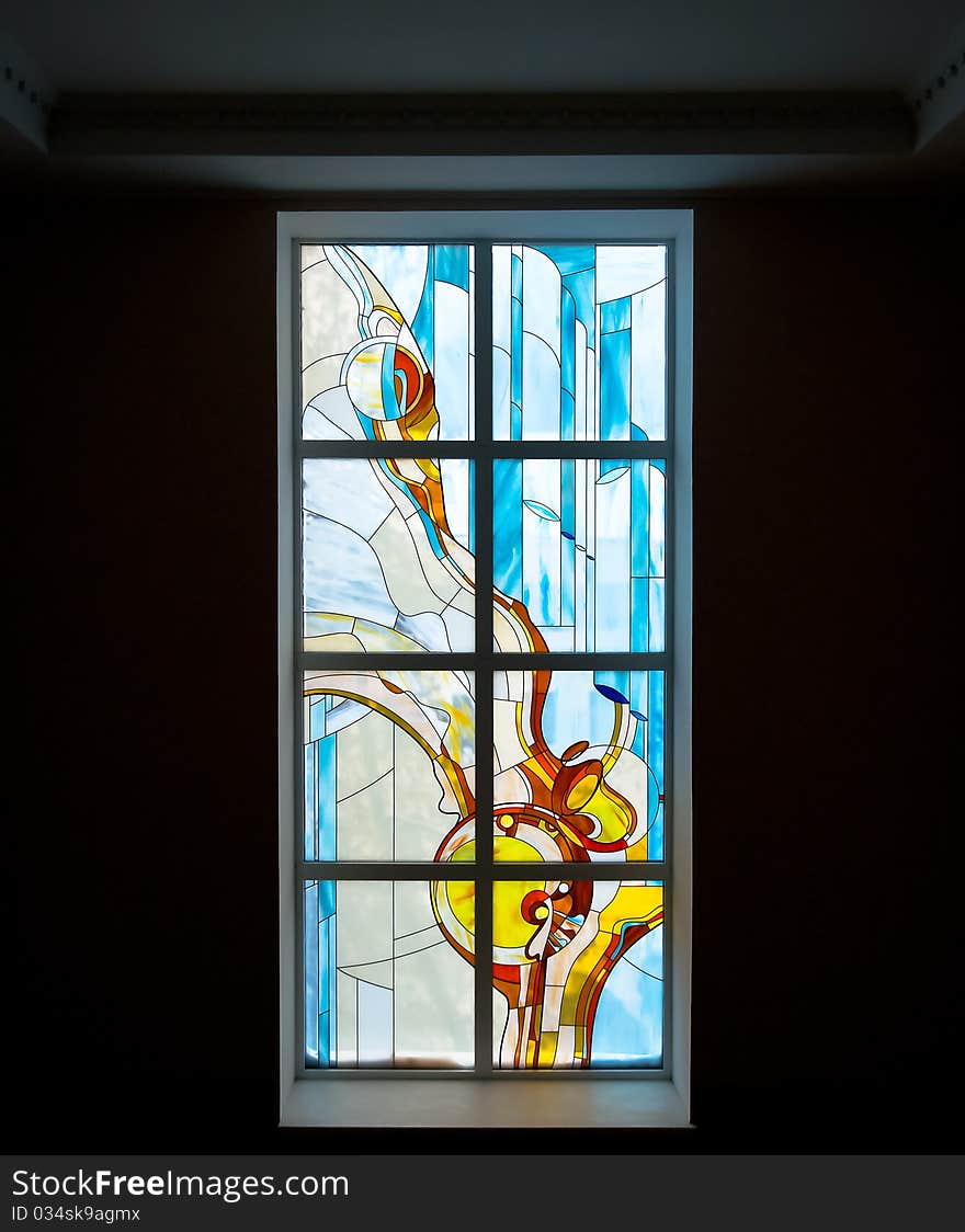 Stained-glass window in school