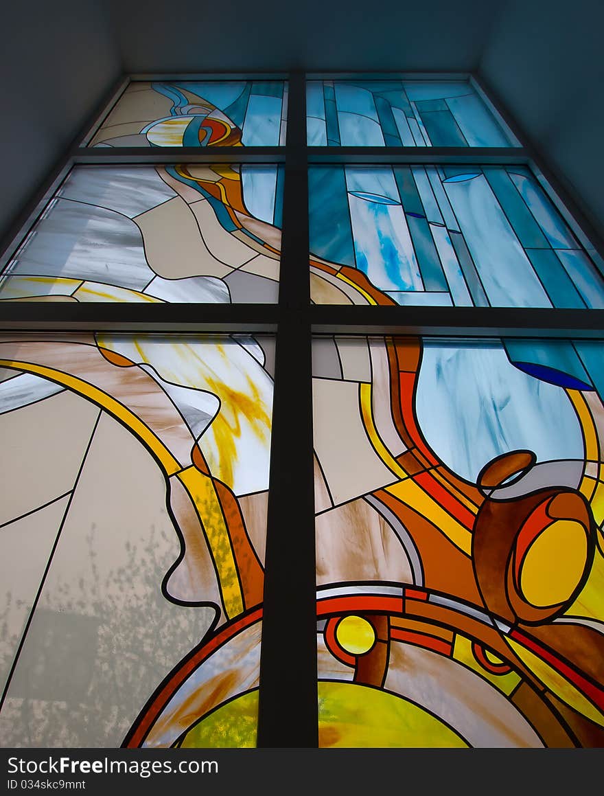 Stained-glass window in school