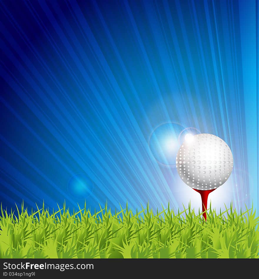 Illustration of golf ball in grass on abstract background