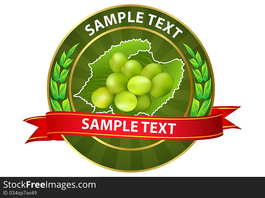 Illustration of grapes tag on white background