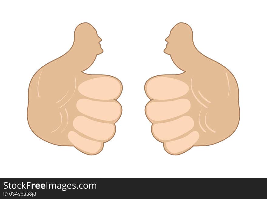 Illustration of thumbs up on white background