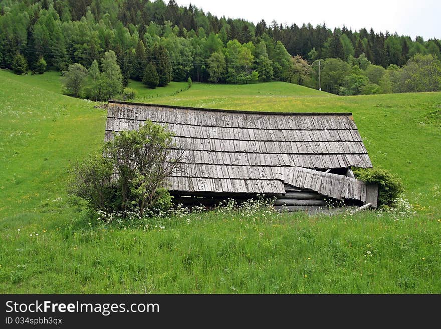 An old hut in the european alps