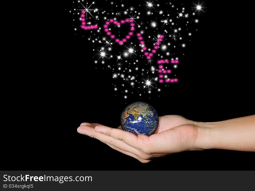 A hand holding a globe, saving environment recycle. A hand holding a globe, saving environment recycle