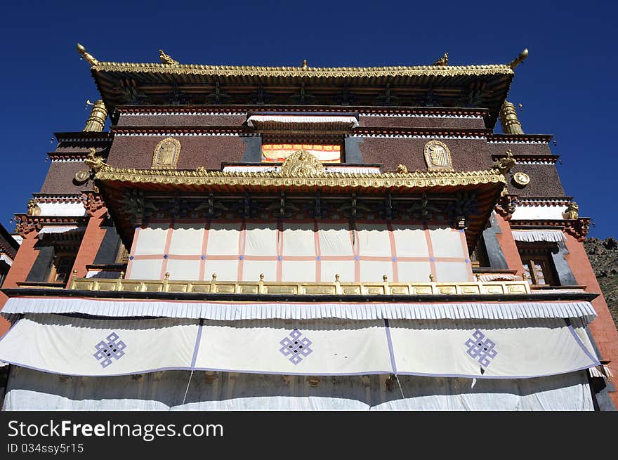 Roofs and windows of a typical Tibetan lamasery in Tibet. Roofs and windows of a typical Tibetan lamasery in Tibet