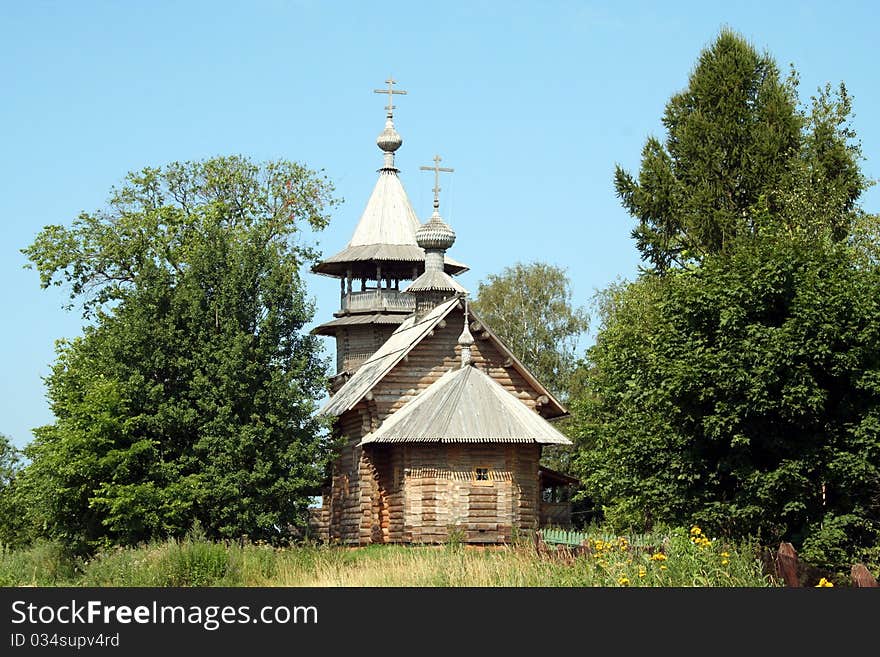 Wooden rural Russian Orthodox Church. Wooden rural Russian Orthodox Church