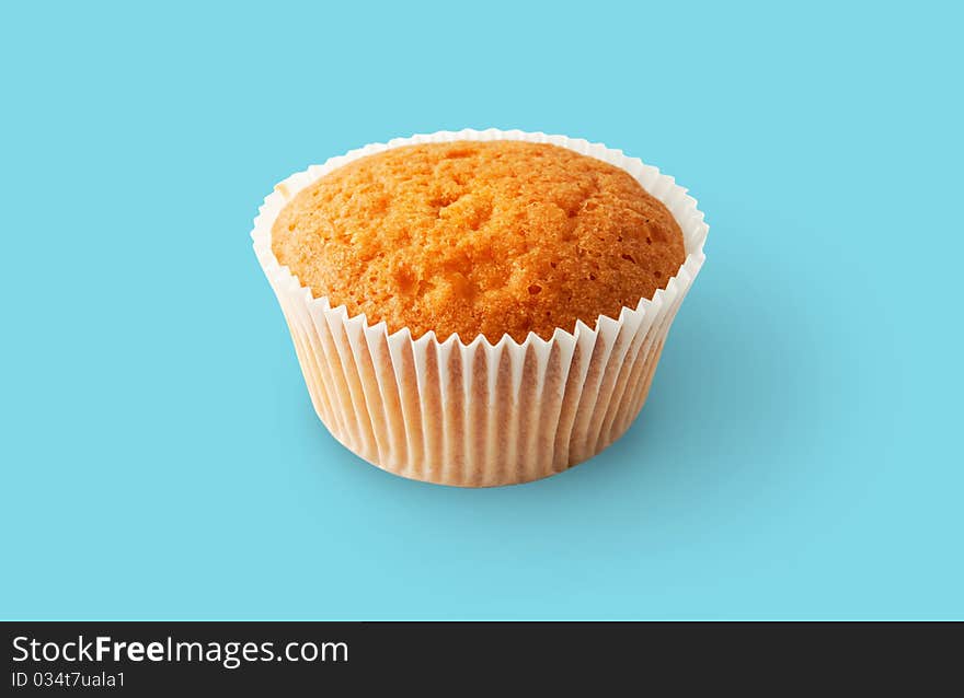 Single cupcake isolated with clipping path