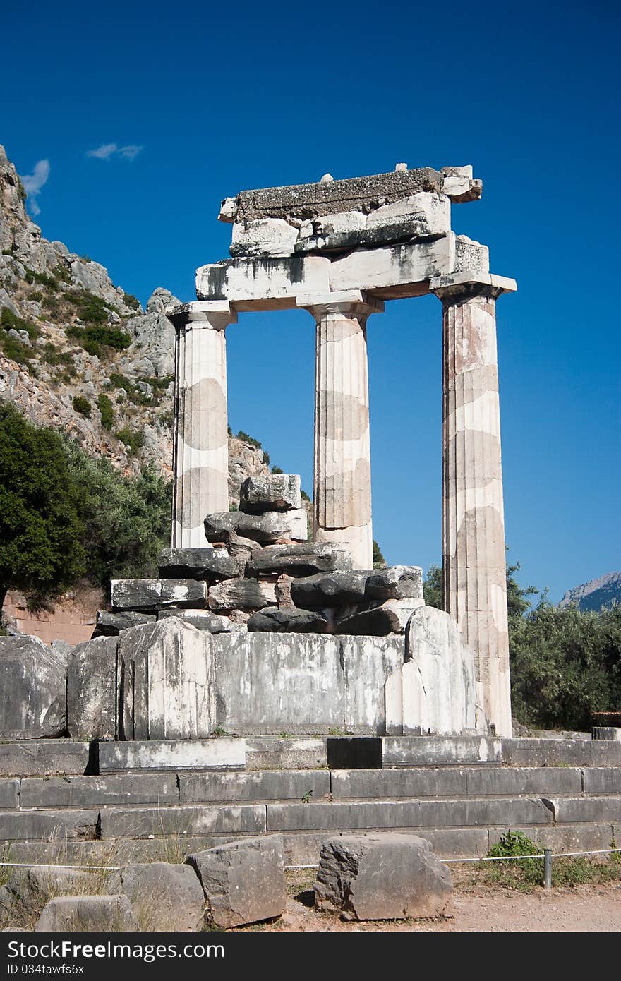 Athena Pronaia Sanctuary at Delfi, Greece, Balkan. Athena Pronaia Sanctuary at Delfi, Greece, Balkan