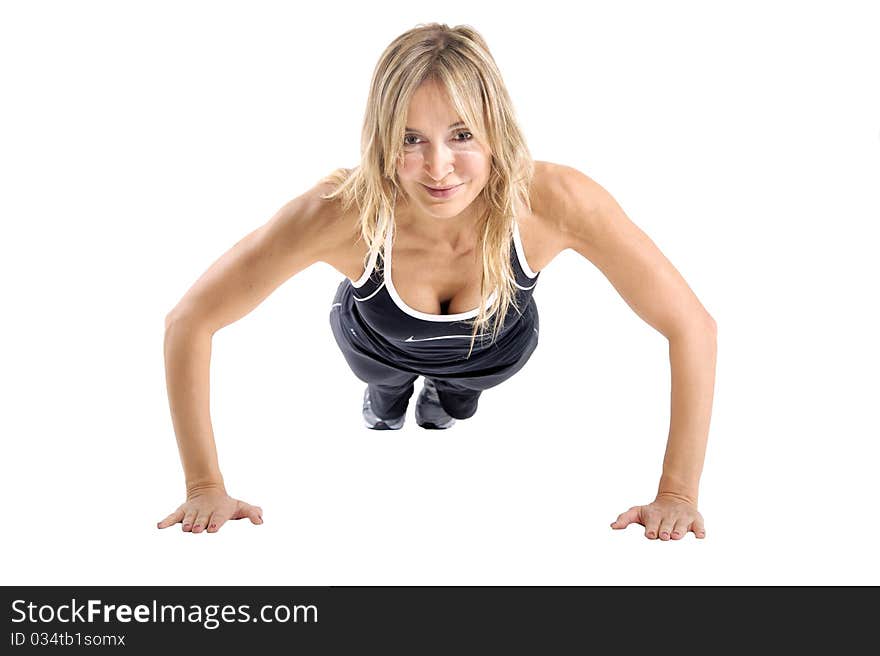 Smiling healthy woman working out. Smiling healthy woman working out