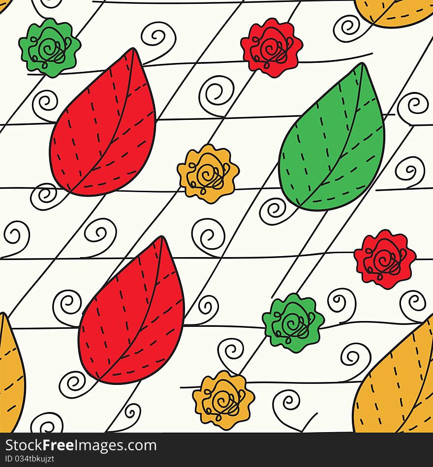 Abstract leaves seamless pattern