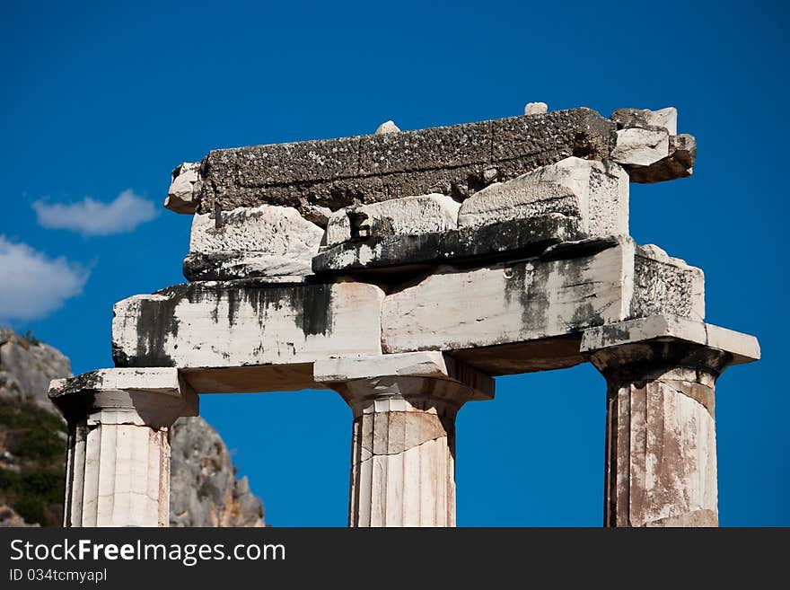 Detail of Athena Pronaia Sanctuary at Delfi, Greece, Balkan. Detail of Athena Pronaia Sanctuary at Delfi, Greece, Balkan