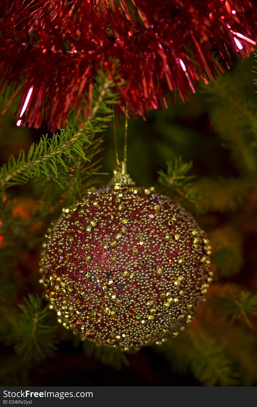 Christmas tree decoration in red. Christmas tree decoration in red