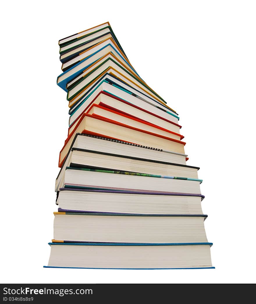 Pile of books isolated on white background