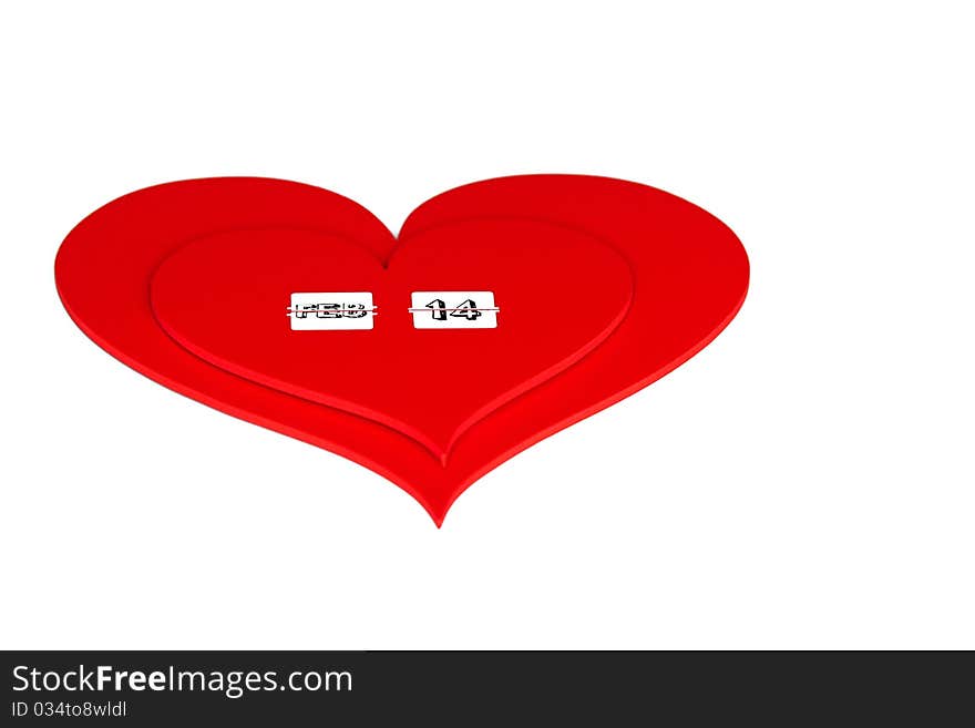 Valentines Day dated in red heart isolated on white. Valentines Day dated in red heart isolated on white