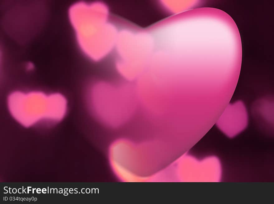 Pink heart fades into out-of-focus hearts