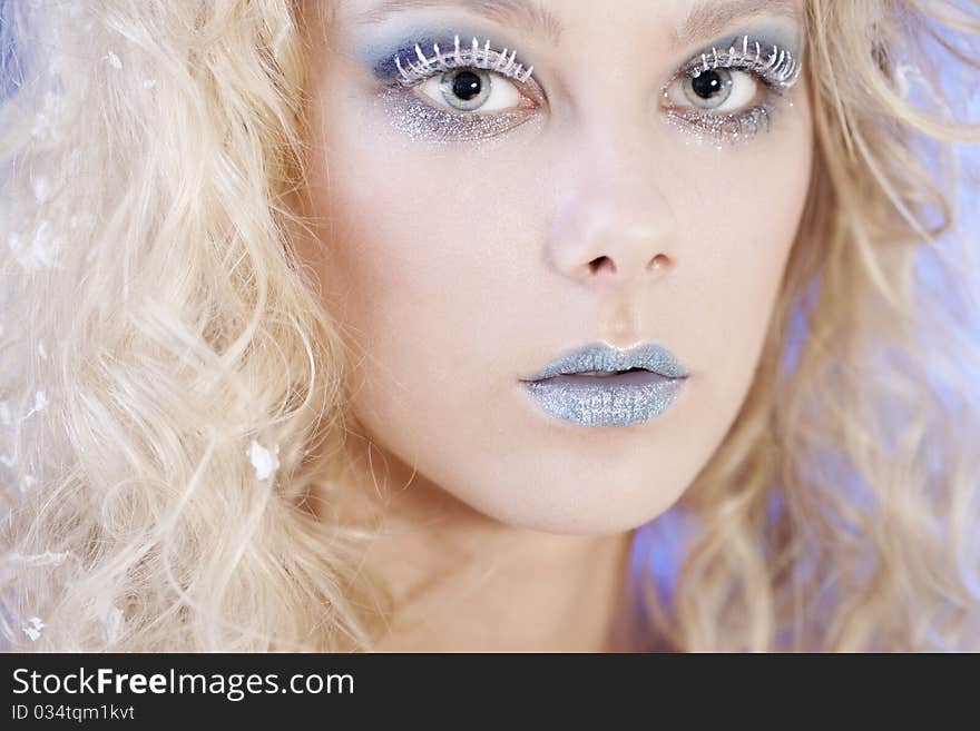 Portrait of beautiful blonde with winter make-up. Portrait of beautiful blonde with winter make-up