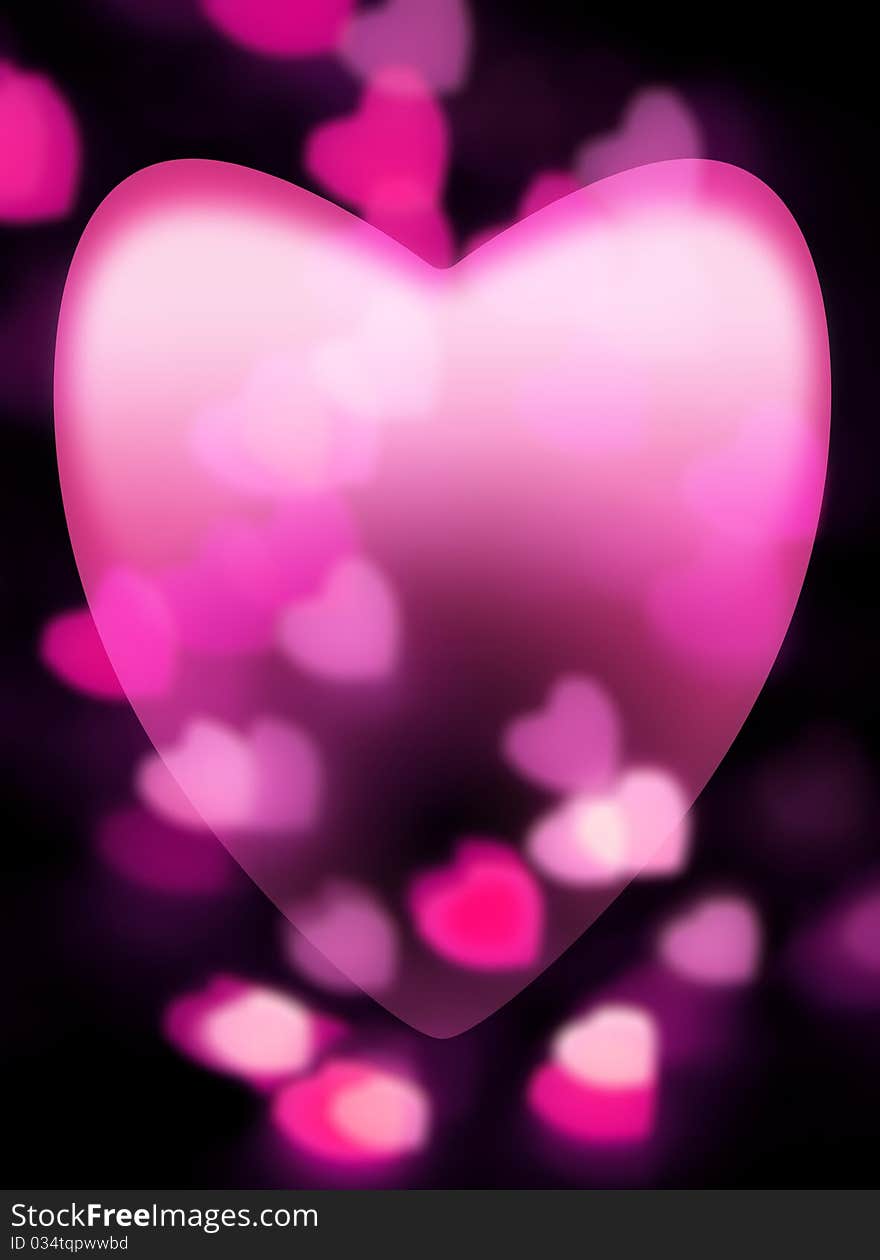 Pink heart fades into dark background