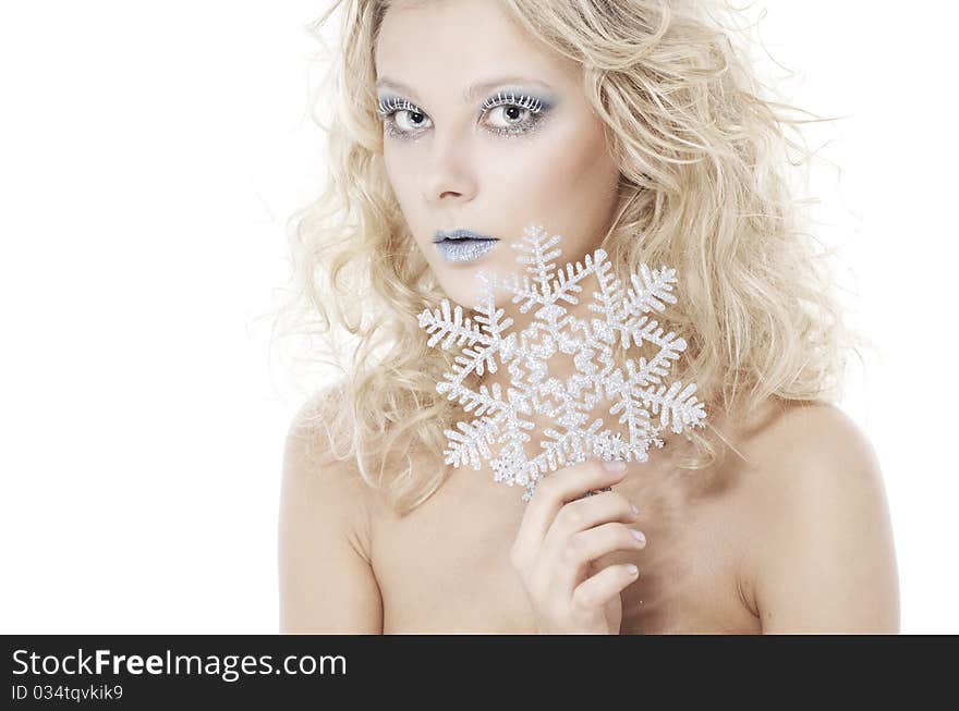 Portrait of beautiful blonde with winter make-up. Portrait of beautiful blonde with winter make-up