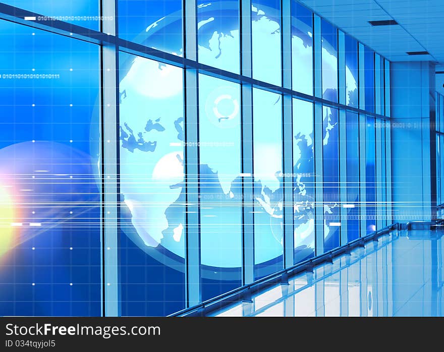 Stock image of a futuristic earth seen through the window. Stock image of a futuristic earth seen through the window