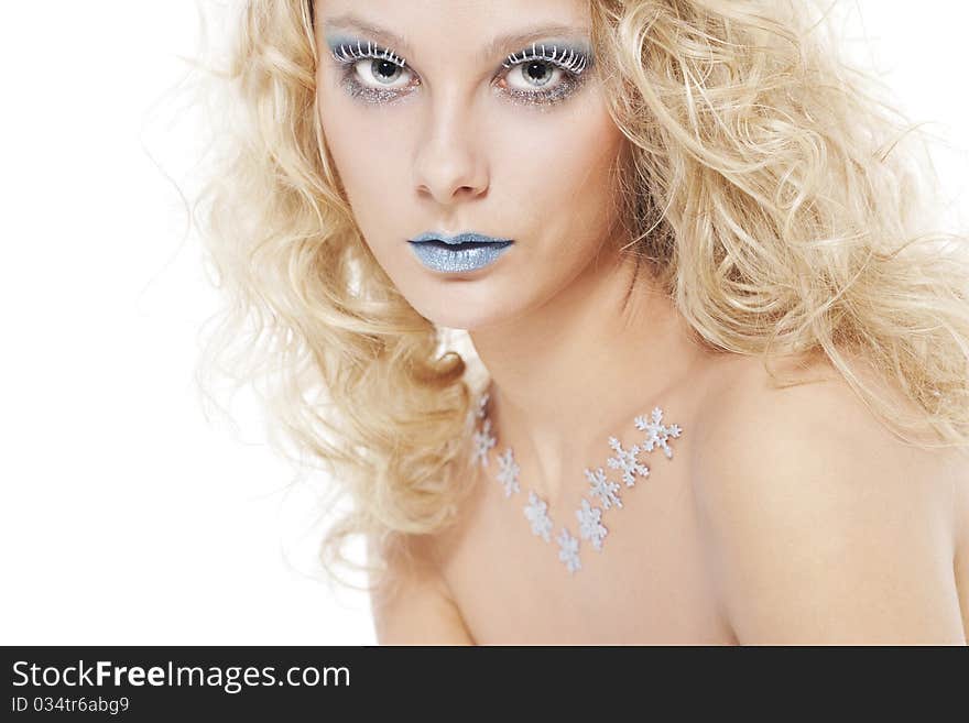 Portrait of beautiful blonde with winter make-up. Portrait of beautiful blonde with winter make-up