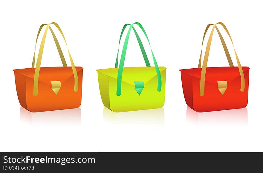 Set of colorful female bags. Set of colorful female bags