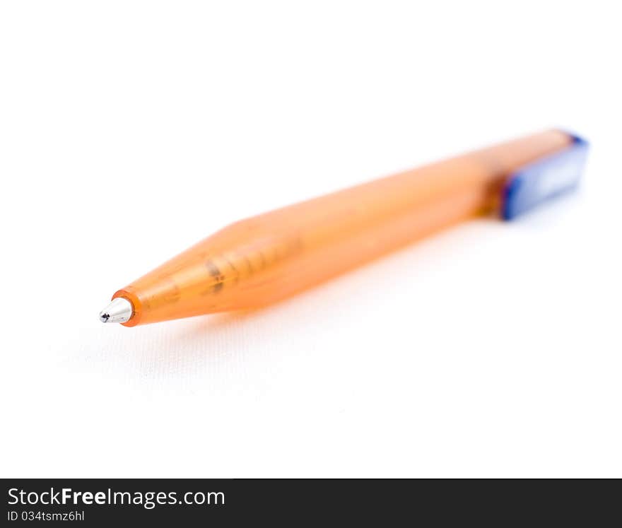 Close up of rollerball pen isolated with clipping path on white