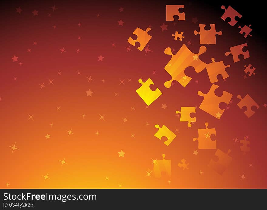 Vector golden puzzle. Clip-art