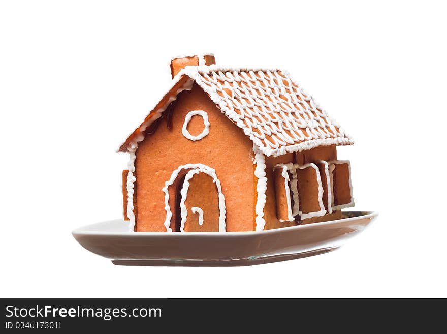 Isolated christmas gingernut house on vessel