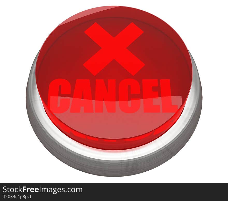 Bright red CANCEL button isolated on white background