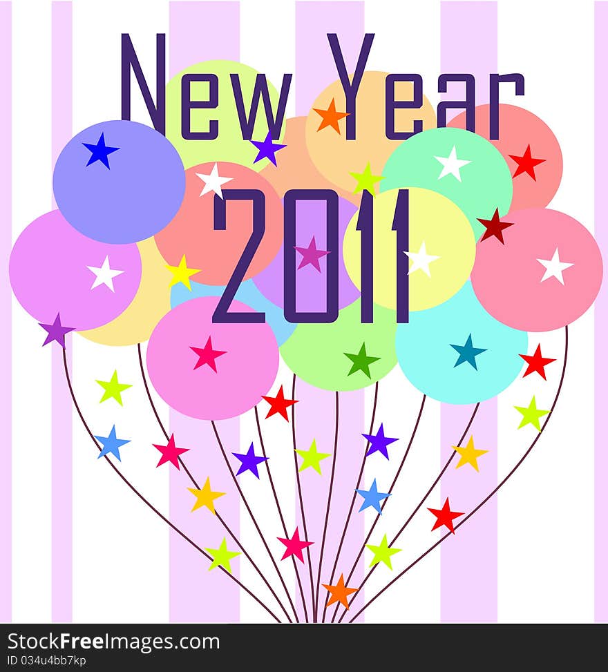 New year colorful card with baloons and greetings. New year colorful card with baloons and greetings