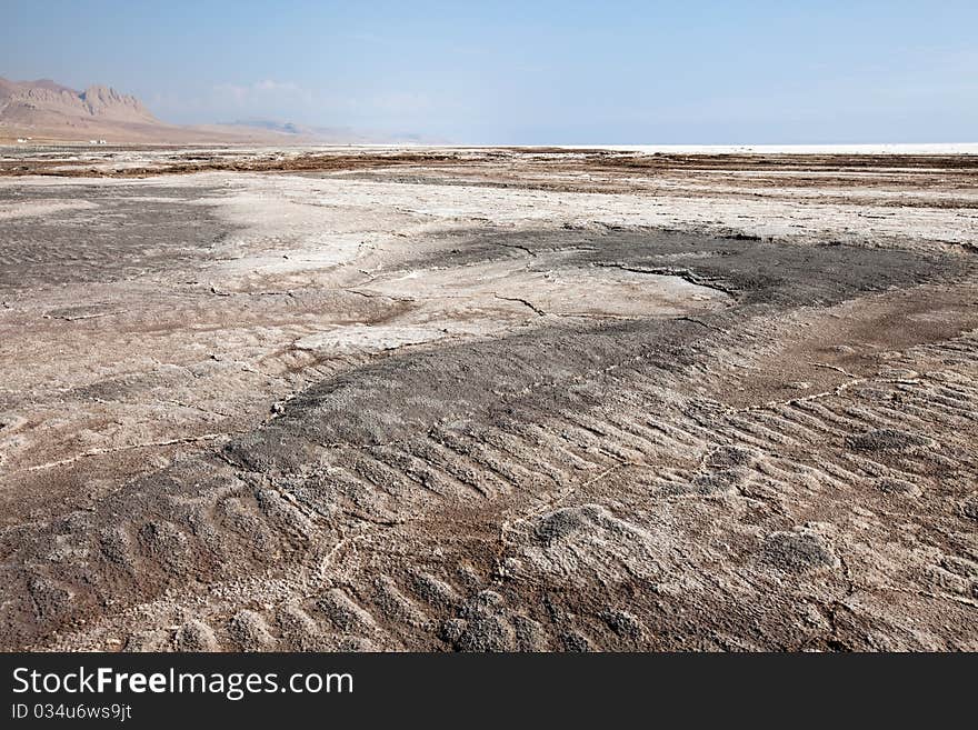 Salt lake in Iran. Magic coast.