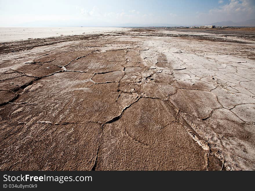 Salt lake in Iran. Magic coast.