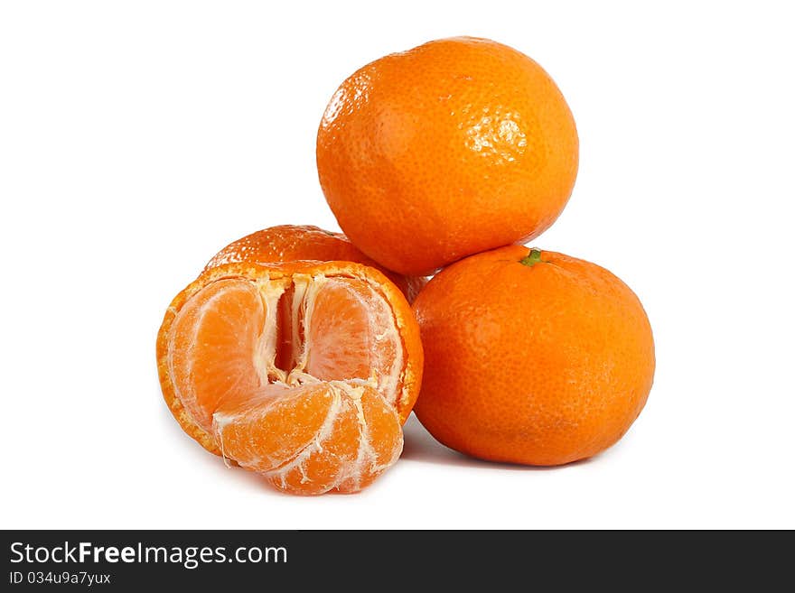 Tangerines isolated on white background