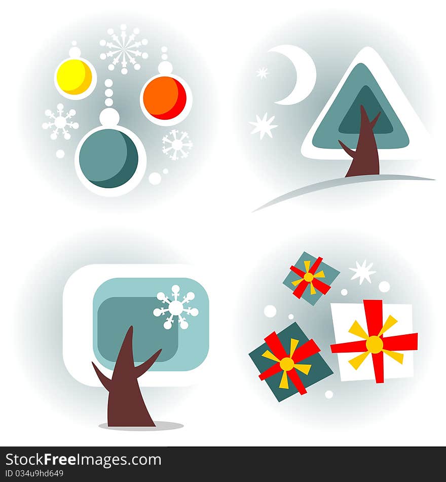 Christmas symbols set isolated on a white background. Christmas symbols set isolated on a white background.