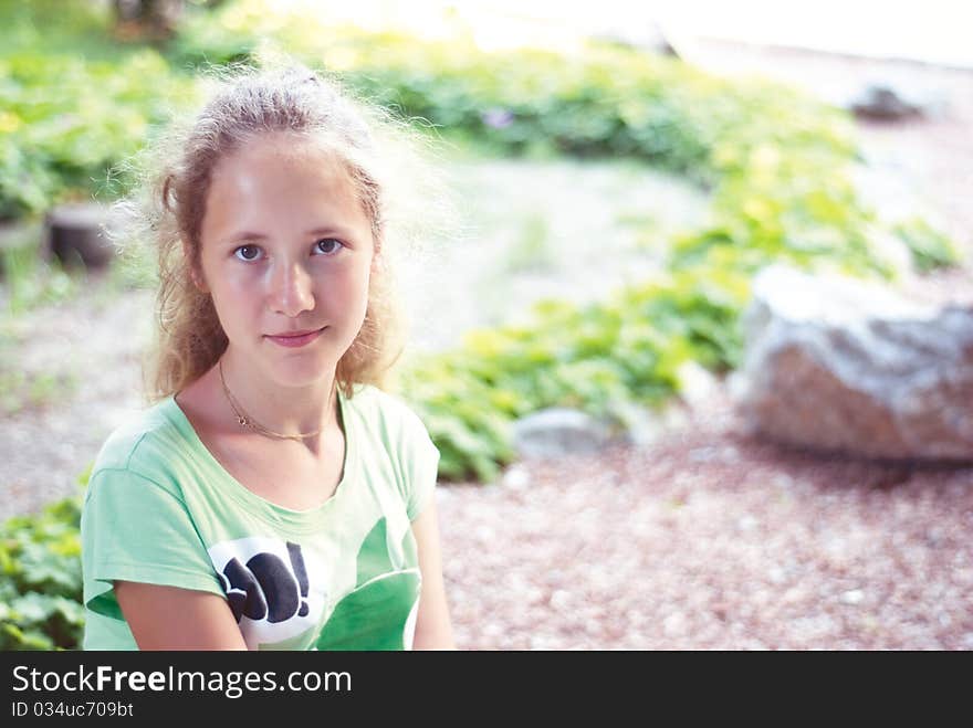 A young girl in park