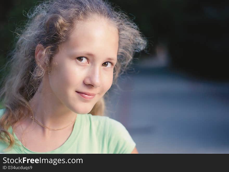 A young girl in park