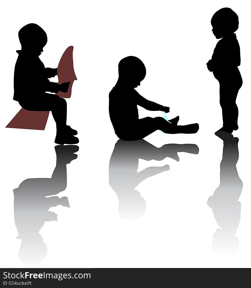 Silhouettes of small kids