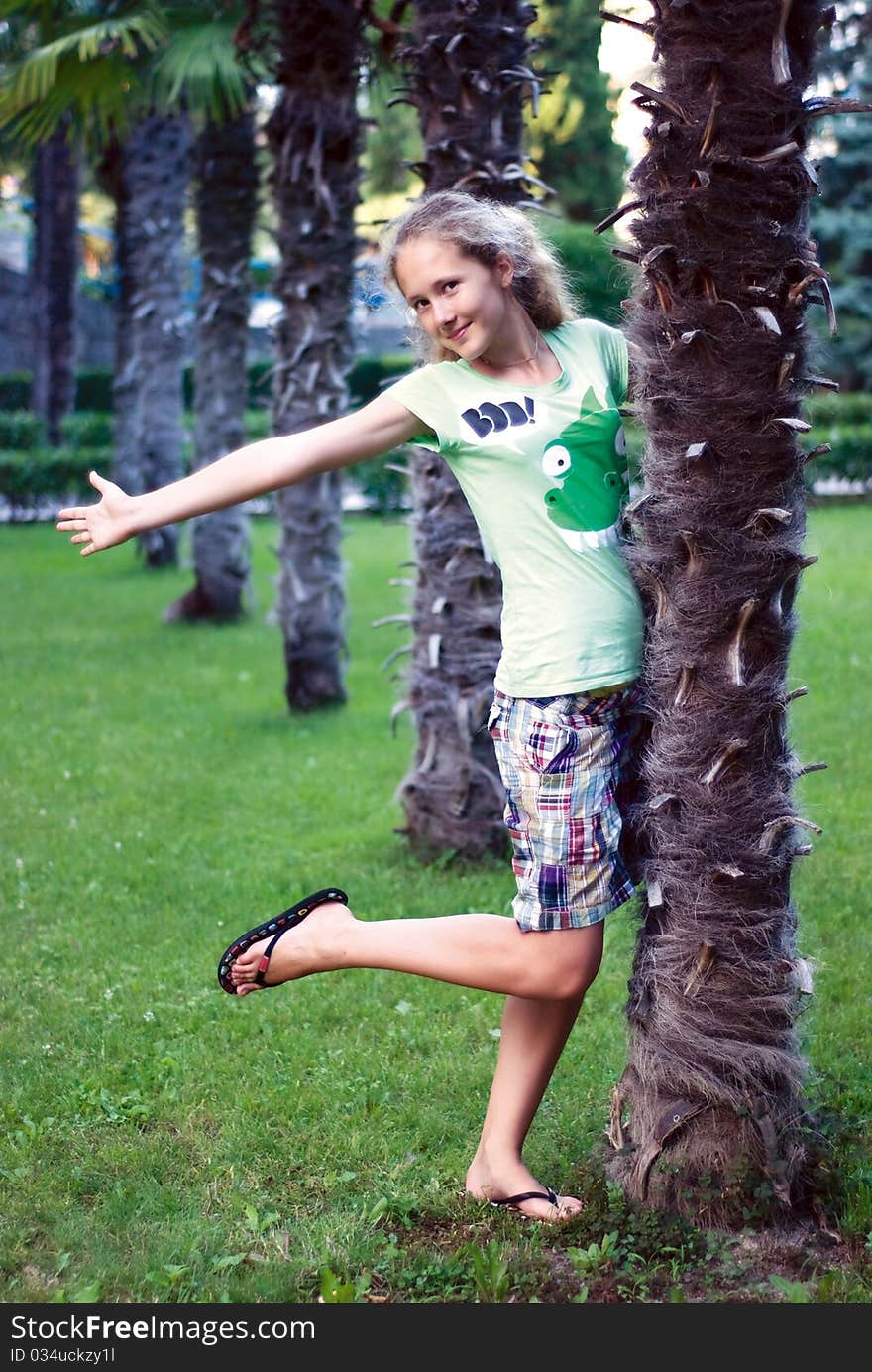 A young girl in park