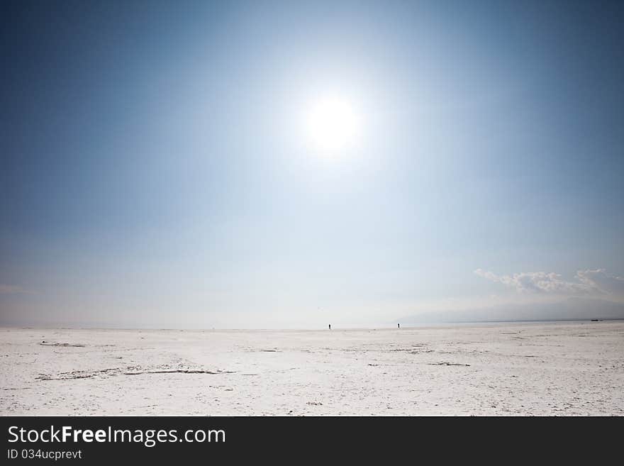 Salt lake in Iran. Magic coast.