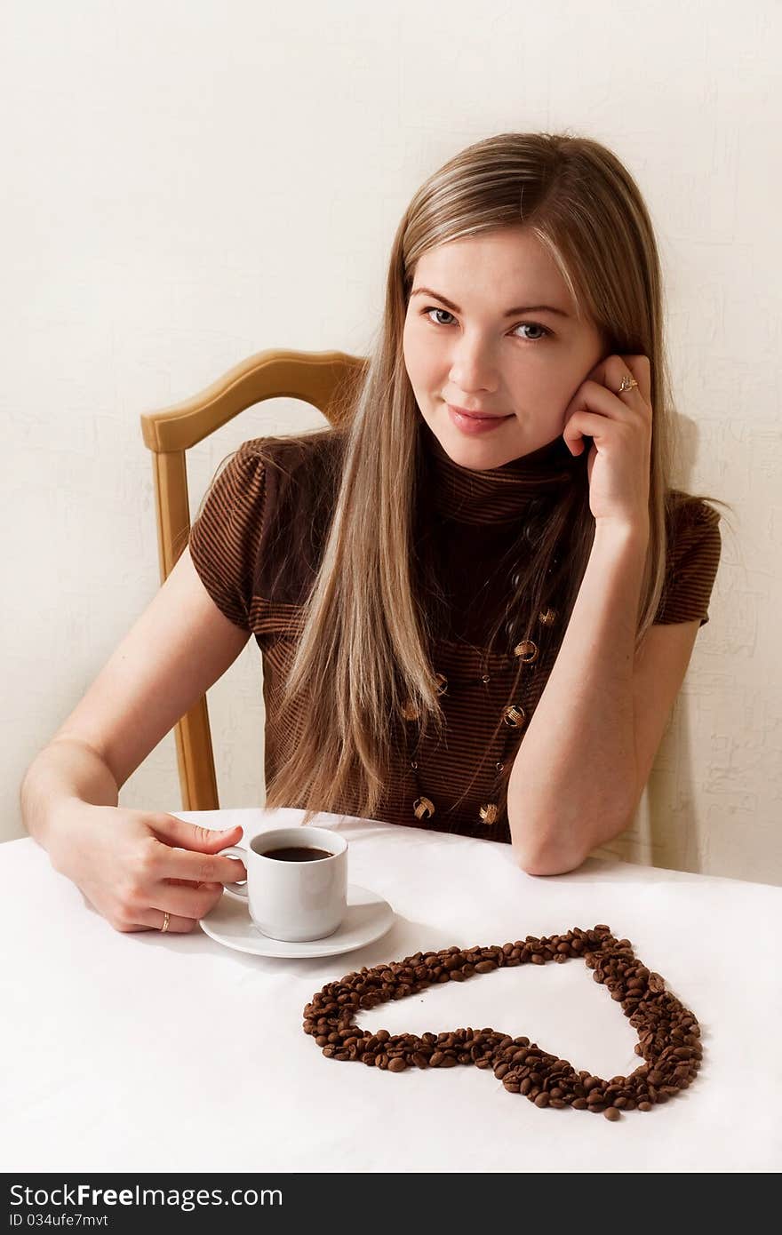 Beautiful Girl Drinking Coffee, The Heart