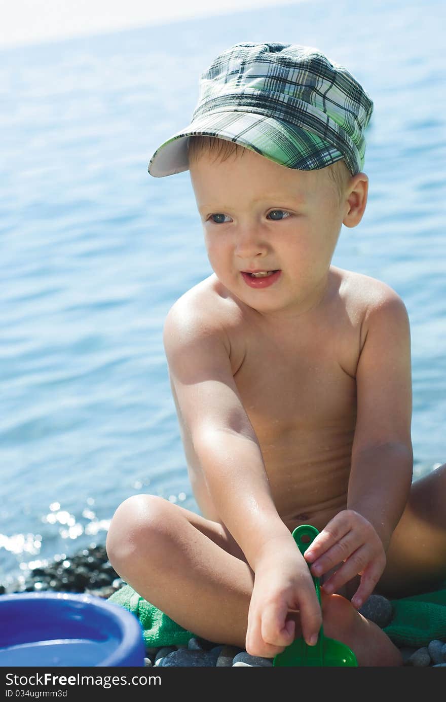 A little boy at the beach