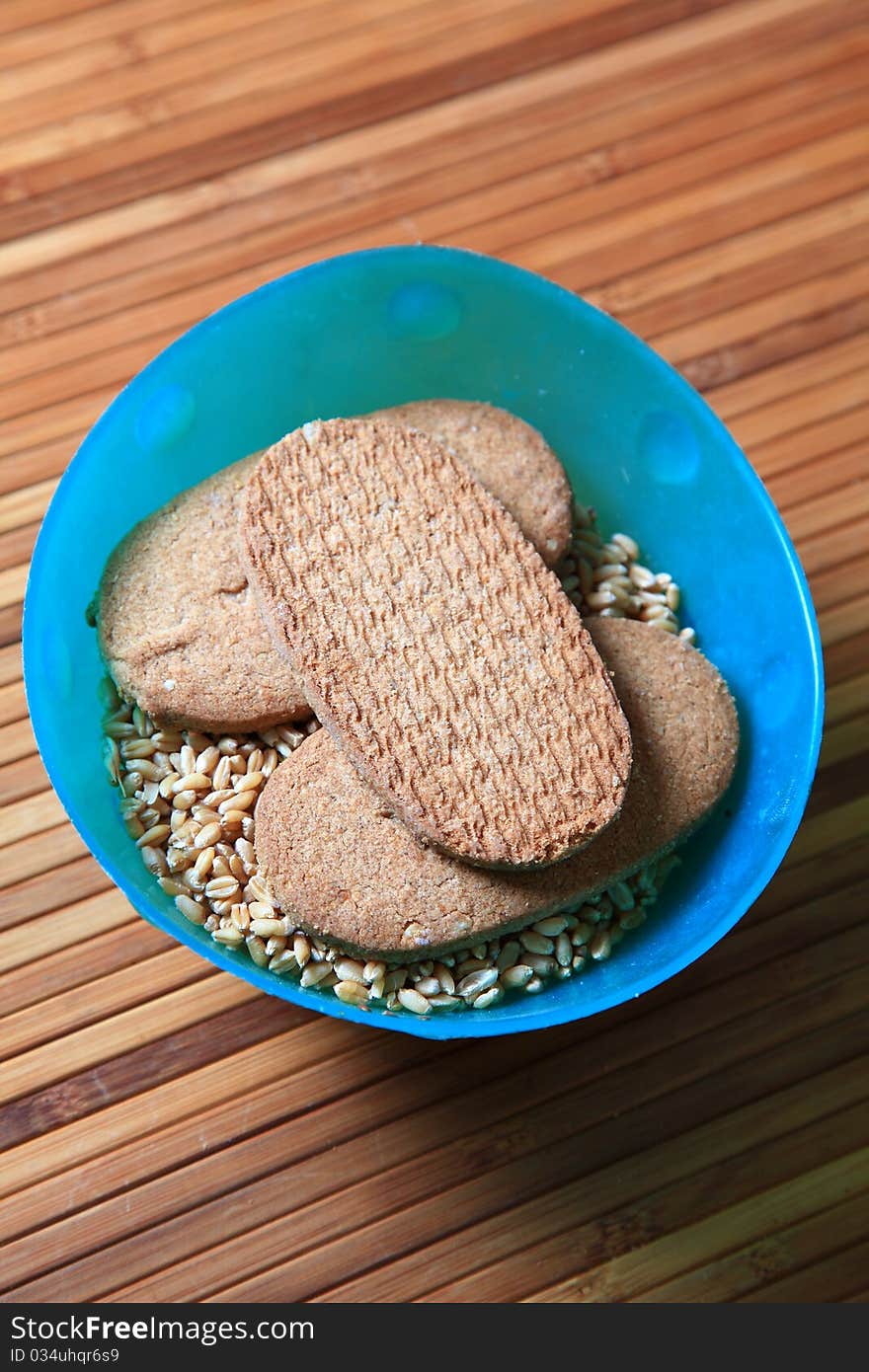 Macro shot of whole wheat biscuits.