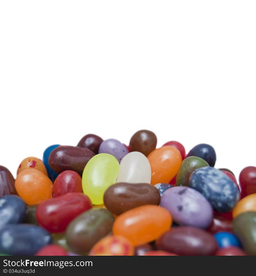 Colorful jellybean candies isolated on a white background. Colorful jellybean candies isolated on a white background