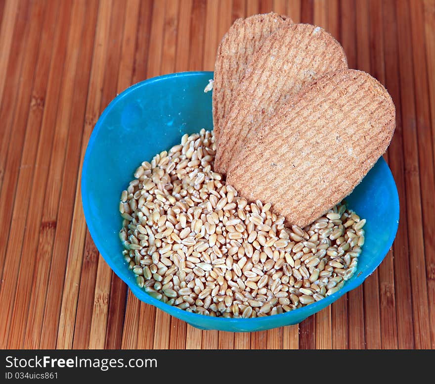 Macro shot of whole wheat biscuits.