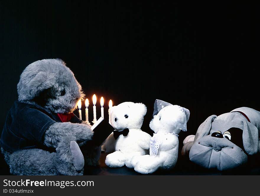 Marriage ceremony of teddy bears. Marriage ceremony of teddy bears