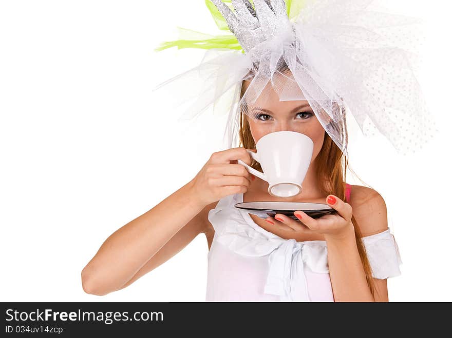 Young Woman With A Cup Of Coffe